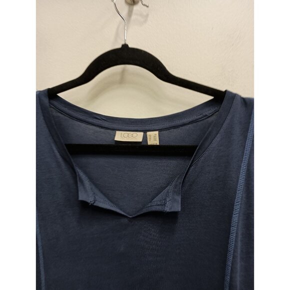 LOGO By Lori Goldstein Womens Midi Dress Sz 1X Navy Minimalist Lagenlook Modest - Picture 3 of 10